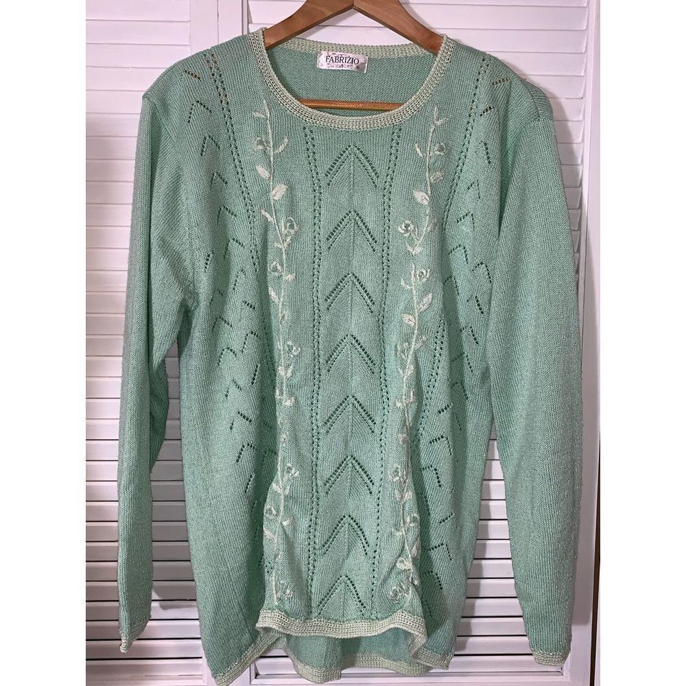 Vintage Pastel Embroidered Knit Sweater Large‎ - Picture 12 of 16
